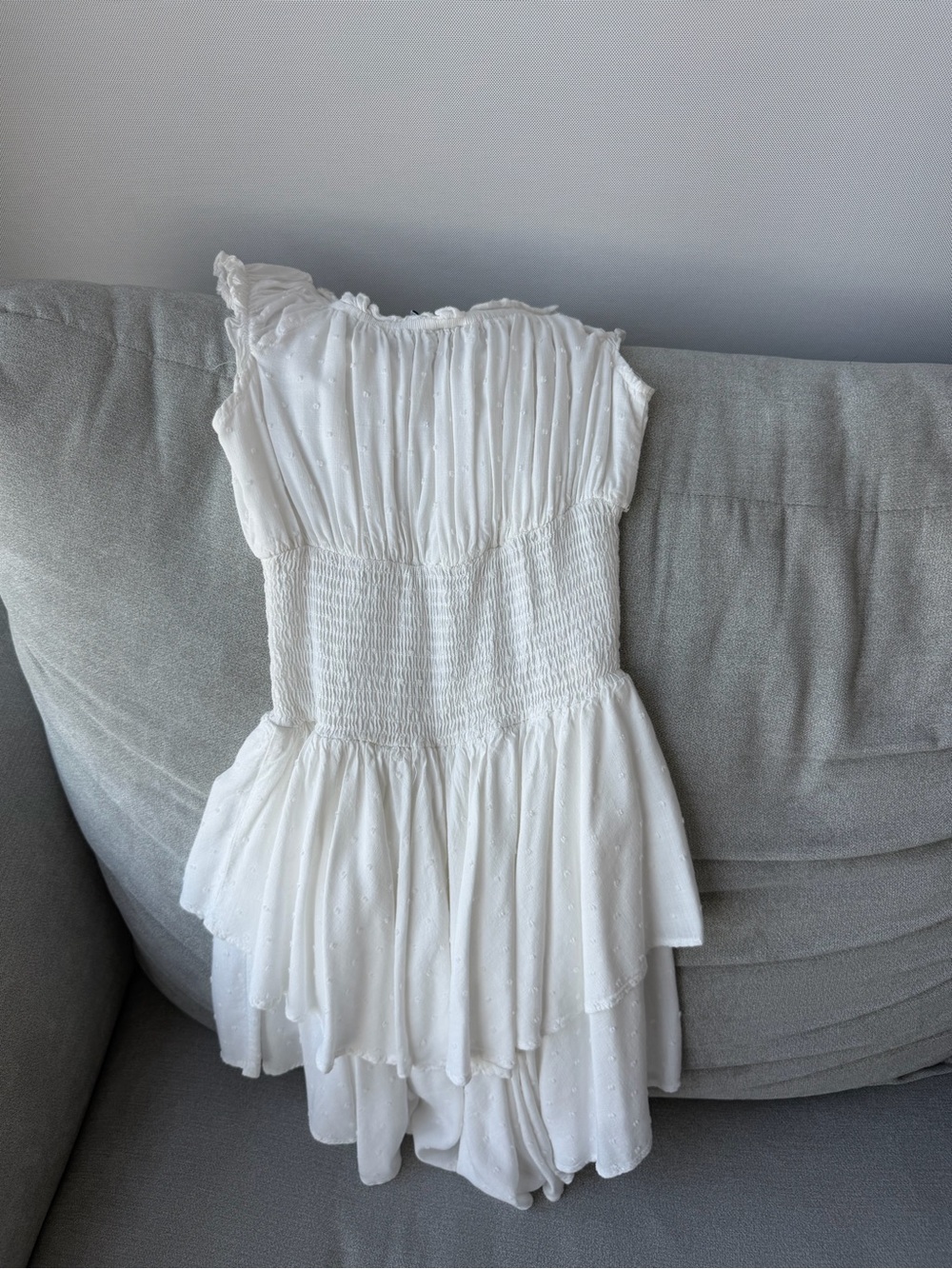 Princess Polly White Off-Shoulder Smocked Tiered Mini Dress - Picture 2 of 4